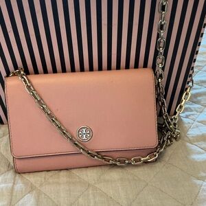 Tory Burch Blush Crossbody Bag with Gold Chain